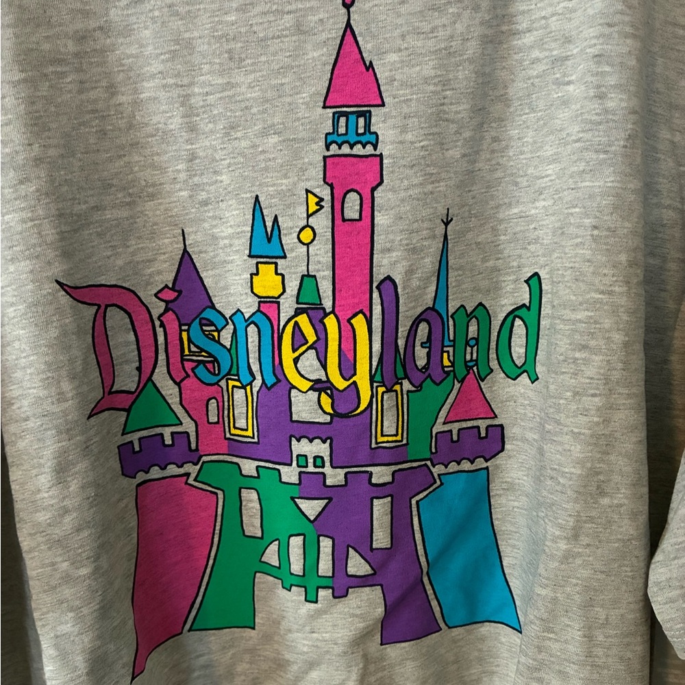 NWT Disneyland Heather Gray Oversized Cropped Tee Sz M - Picture 2 of 7